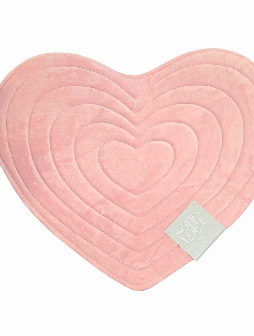 Soho Loft Pink Heart-Shaped Plush Memory Foam Bath Rug